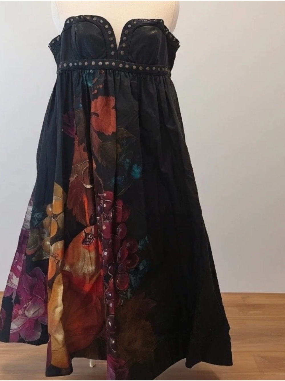 Anthropologie Maeve Twofer Faux Leather Babydoll Dress XS evening home coming - Picture 4 of 8